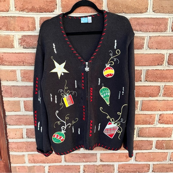 Fun, spirited, merry, happy, holiday sweater, excellent condition size: large/xl - Picture 1 of 13